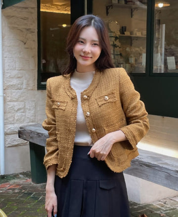 Coped Round Tweed Short Jacket